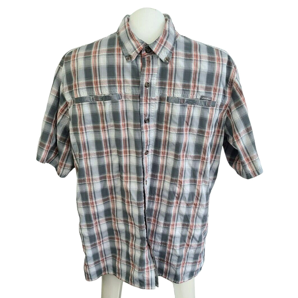 Eddie Bauer Button Down Short Sleeve Shirt Size L‎